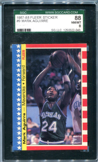 Mark Aguirre 1987-88 Fleer Sticker SGC NM 8 Card