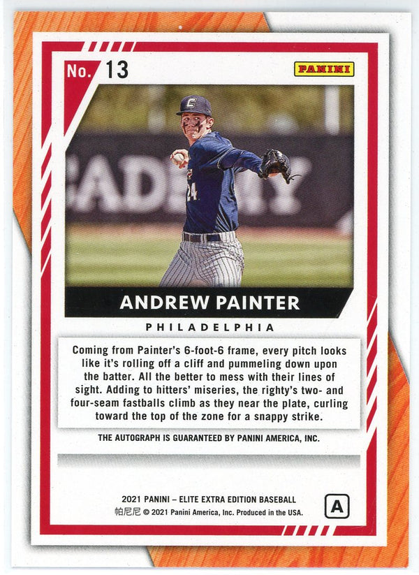 Andrew Painter Autographed 2021 Panini Elite Extra Editions Card #13