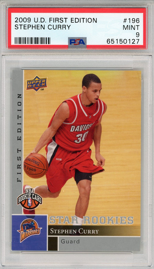 Stephen Curry 2009 Upper Deck First Edition Rookie Card #196 (PSA Mint 9)