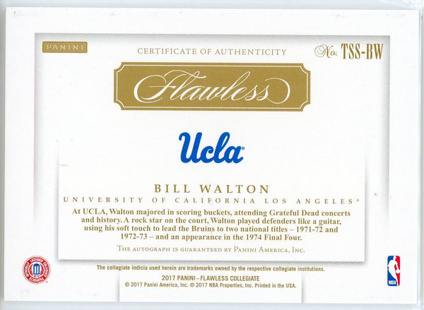 Bill Walton Autographed 2021 Panini Flawless Team Slogan Card