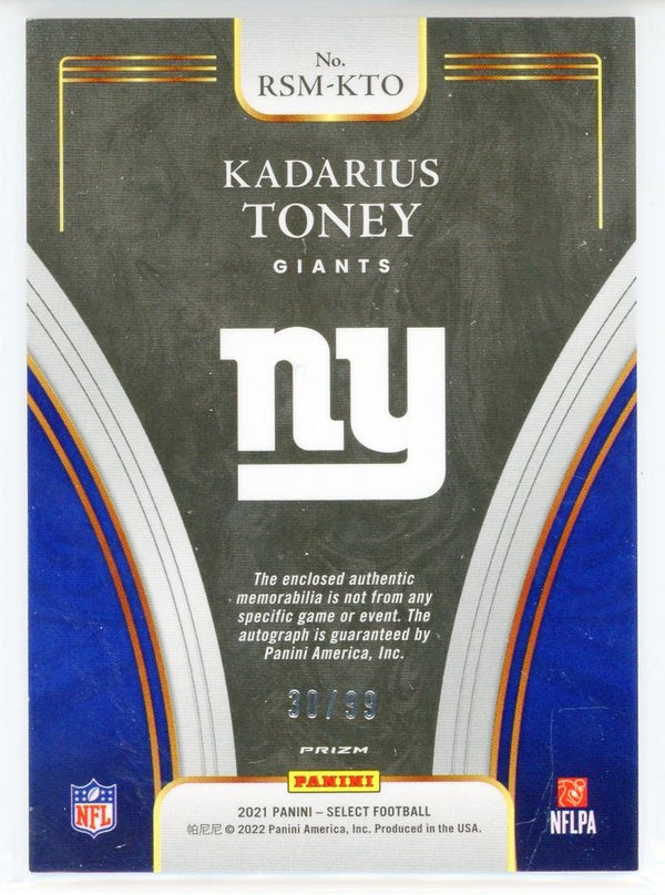 Kadarius Toney Autographed 2021 Panini Select Silver Prizm Card #RSM-KTO