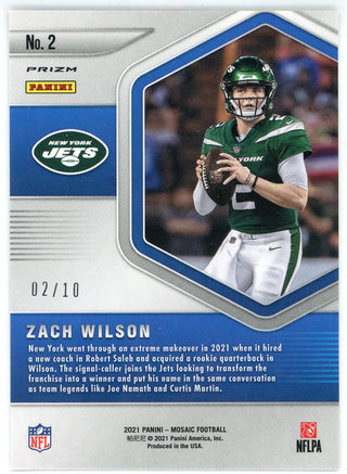 Zach Wilson 2021 Panini Mosaic Gold Prizm Rookie Card #2/10