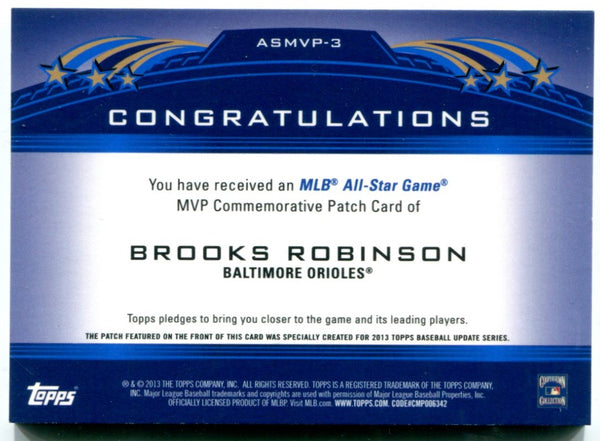 Brooks Robinson Topps Commemorative Patch All Star Game Most Valuable Player 2013 #ASMVP-3