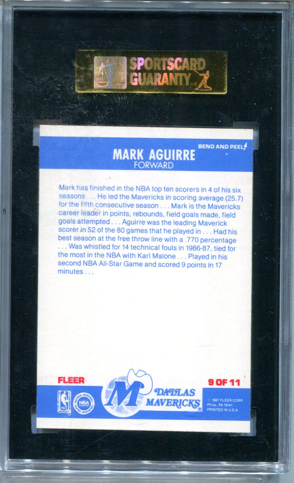 Mark Aguirre 1987-88 Fleer Sticker SGC NM 8 Card