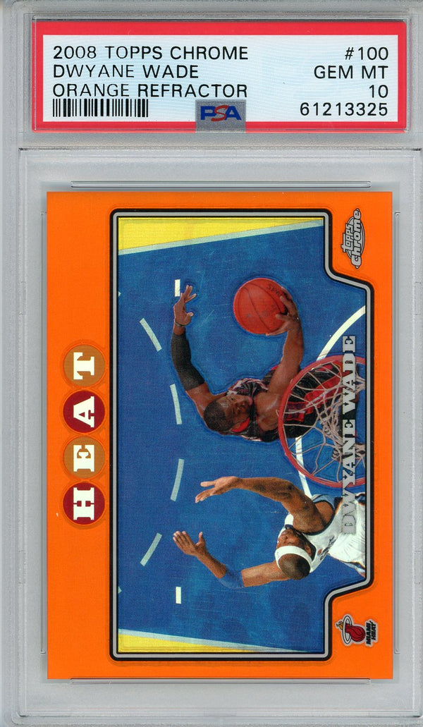 Dwyane Wade 2008 Topps Chrome Orange Refractor Card #100 (PSA Gem Mint 10)