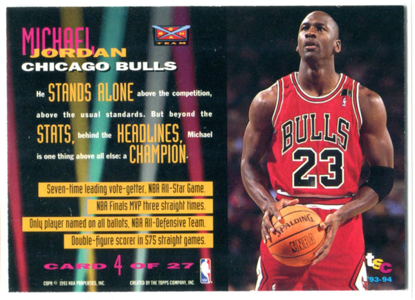 Michael Jordan 1993 Topps Stadium Club Beam Team Members Only Card #4