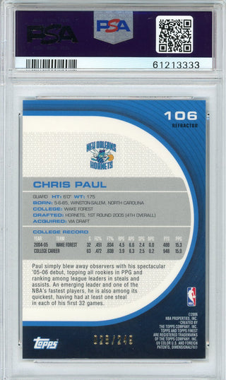 Chris Paul 2005 Topps Finest Refractor Card #106 (PSA NM-MT 8)