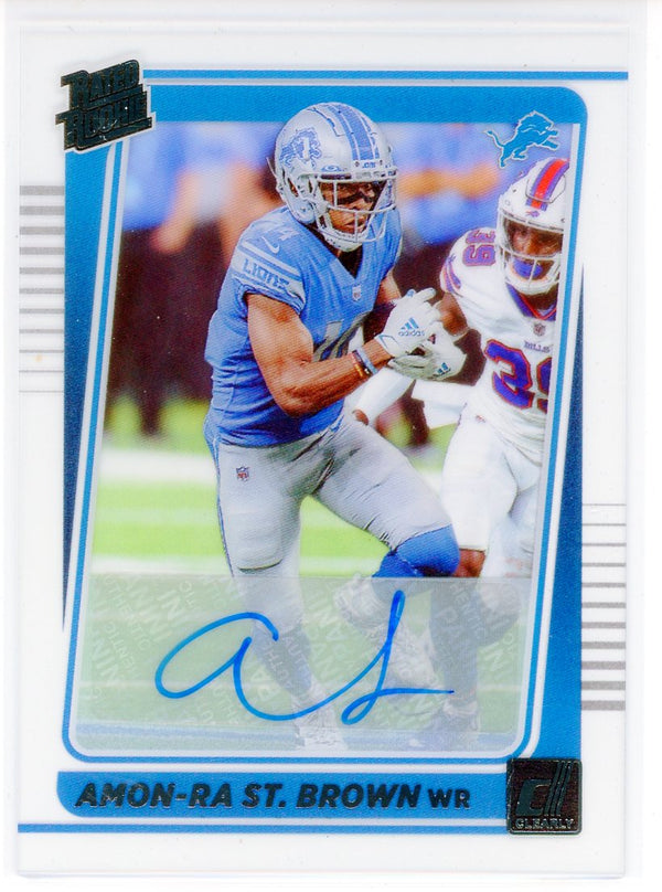 Amon-Ra St. Brown Autographed 2021 Panini Clearly Donruss Rookie Card #84