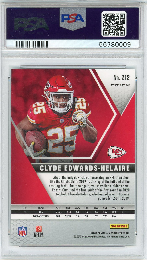 Clyde Edwards-Helaire 2020 Panini Mosaic Green Rookie Card #212 (PSA)