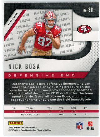 Nick Bosa 2019 Panini Prizm Orange Laser Prizm Rookie Card #311