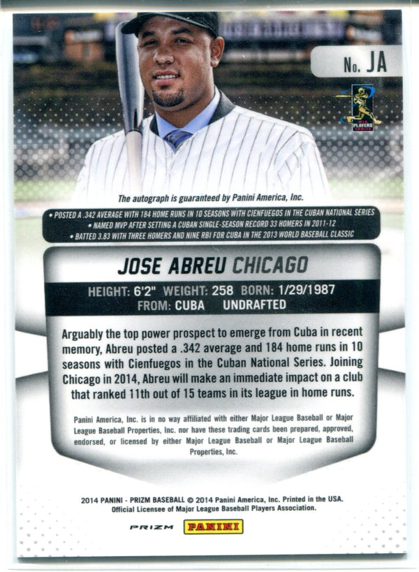 Jose Abreu Autographed 2014 Panini Prizm Holo Rookie Card