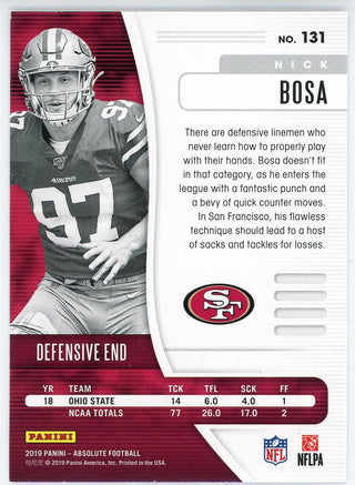 Nick Bosa 2019 Panini Absolute Rookie Card #131