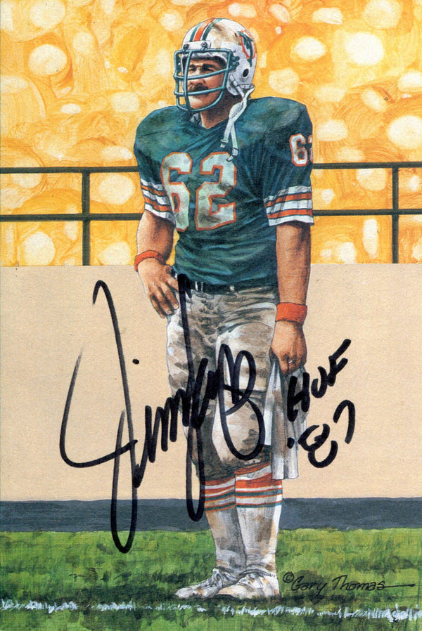 Jim Langer "HOF 87" Autographed Goal Line Art Postcard