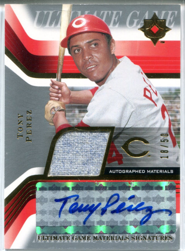 Tony Perez Autographed 2004 Upper Deck Ultimate Game Jersey Card