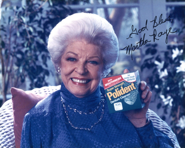 Martha Raye Autographed Polident 8x10 Photo