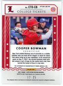 Cooper Bowman Autographed 2021 Panini Elite Extra Edition College Ticket Prizm Card #CTO-CB