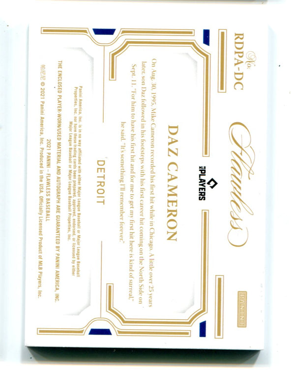 Daz Cameron 2021 Panini Flawless #RDPADC Patch Autographed Card /15