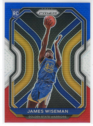 James Wiseman 2020-21 Panini Prizm Red/White/Blue Prizm Rookie Card #268