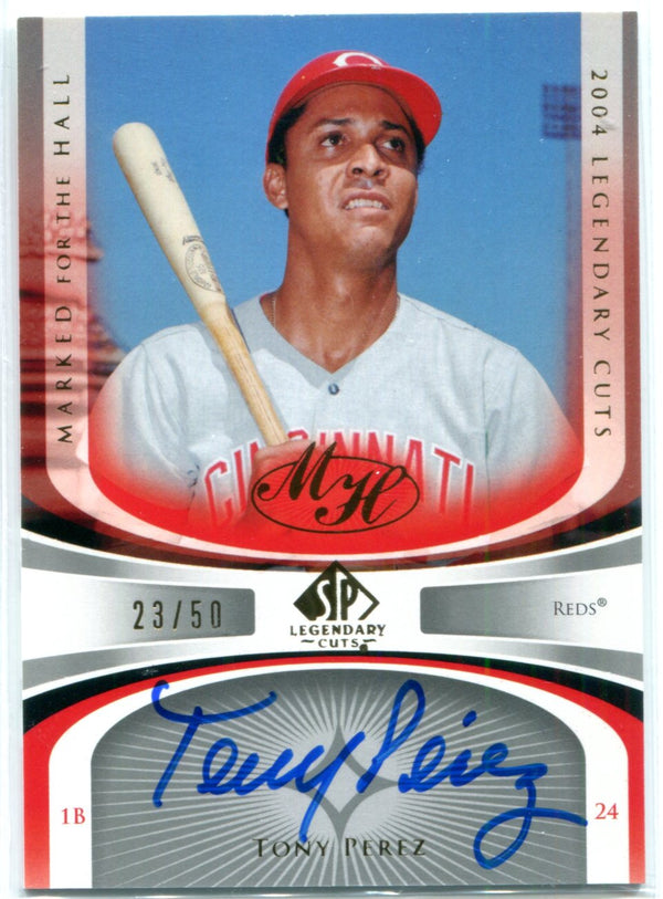 Tony Perez Autographed 2004 Upper Deck SP Legendary Cuts Card