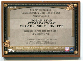 Nolan Ryan 2012 Topps Hall of Fame Gold Plaque Card #HOFNR