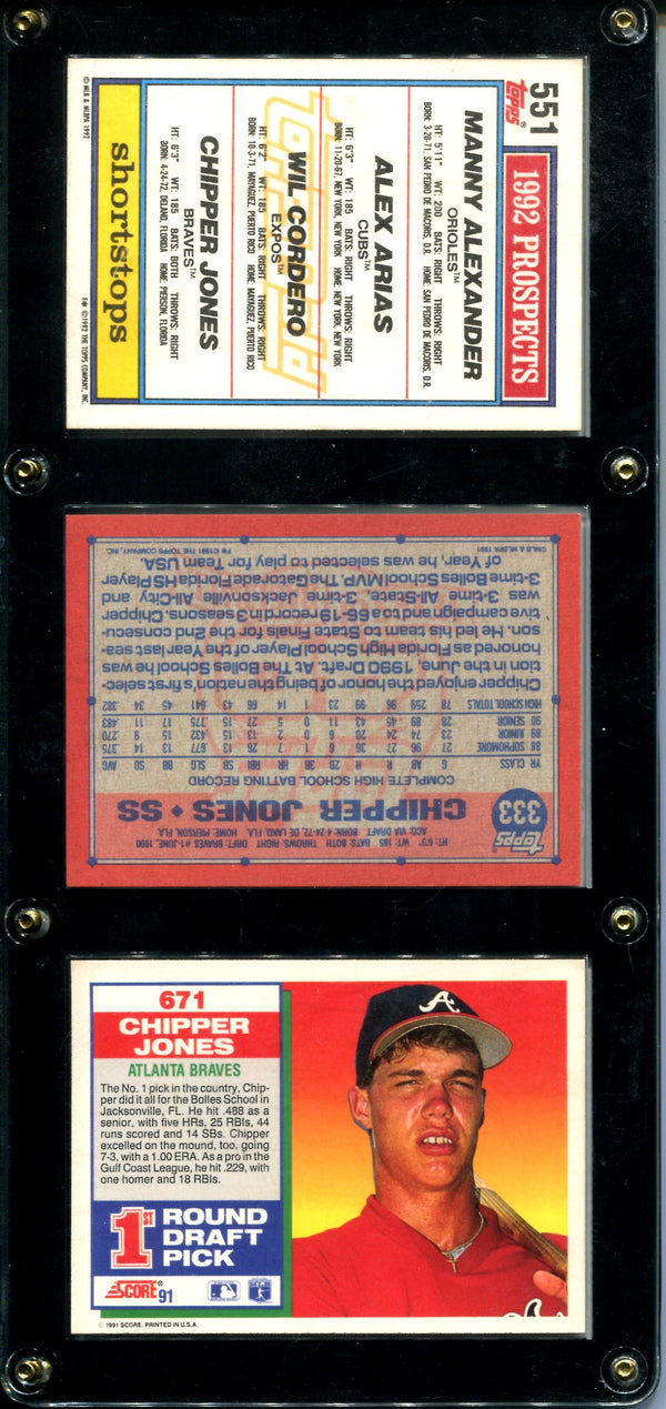 Chipper Jones 1991 Score Rookie Card & Other Rookie Cards Framed