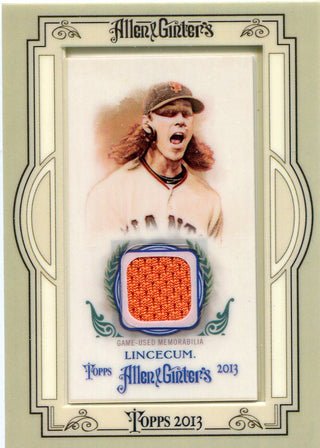 Tim Lincecum 2013 Topps Allen & Ginter Game Worn Jersey Card