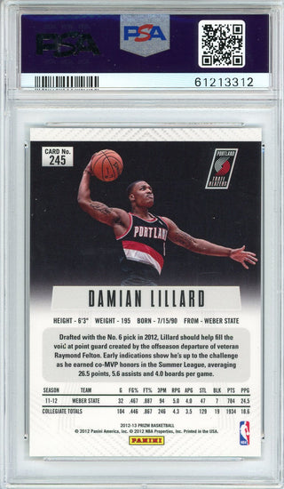 Damian Lillard 2012 Panini Prizm Card #245 (PSA Mint 9)