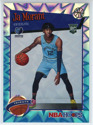 Ja Morant 2019-20 Panini Hoops Blue Tribute Rookie Card #297