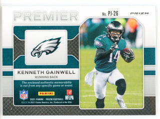 Kenneth Gainwell 2021 Panini Prizm Premier Green Prizm Card #PJ-26