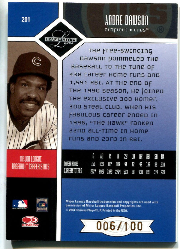 Andre Dawson 2004 Donruss Autographed Card #6/100