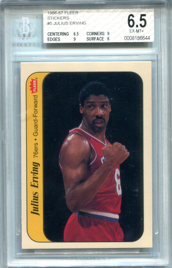 Julius Erving 1986-87 Fleer Stickers BGS 6.5 Card