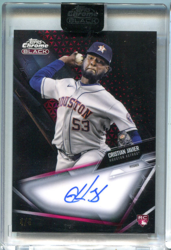 Christian Javier 2021 Topps Chrome Black #CBACJA Autographed Card /5