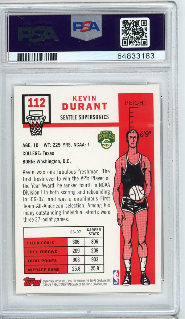 Kevin Durant 2007-08 Topps 1957-58 Variation #112 PSA NM-MT 8 RC