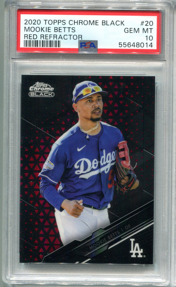 Mookie Betts 2020 Topps Chrome Black Red Refractor  #20 PSA GEM MT 10 /5