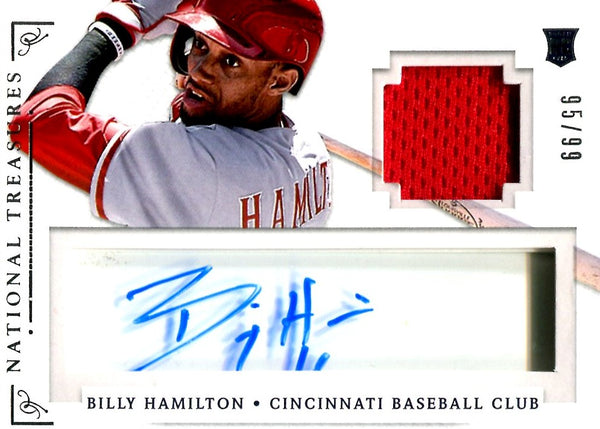 Billy Hamilton 2014 National Treasures Panini Event-Used/Autographed Rookie Card #95/99