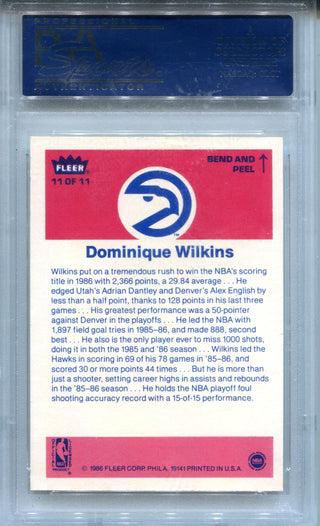 Dominique Wilkins 1986 Fleer Sticker #11 PSA EX 5 Card