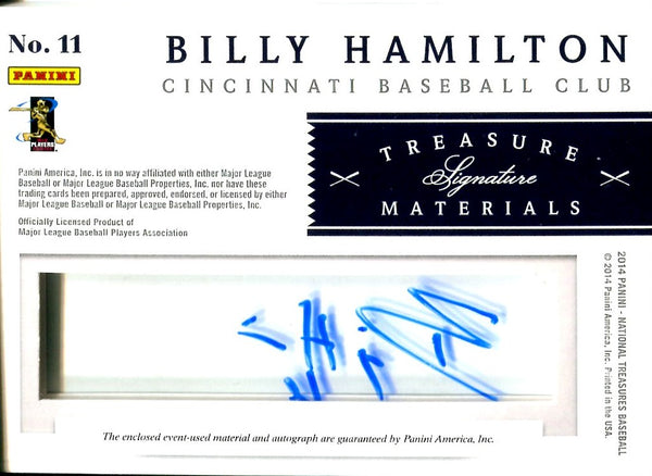 Billy Hamilton 2014 National Treasures Panini Event-Used/Autographed Rookie Card #95/99