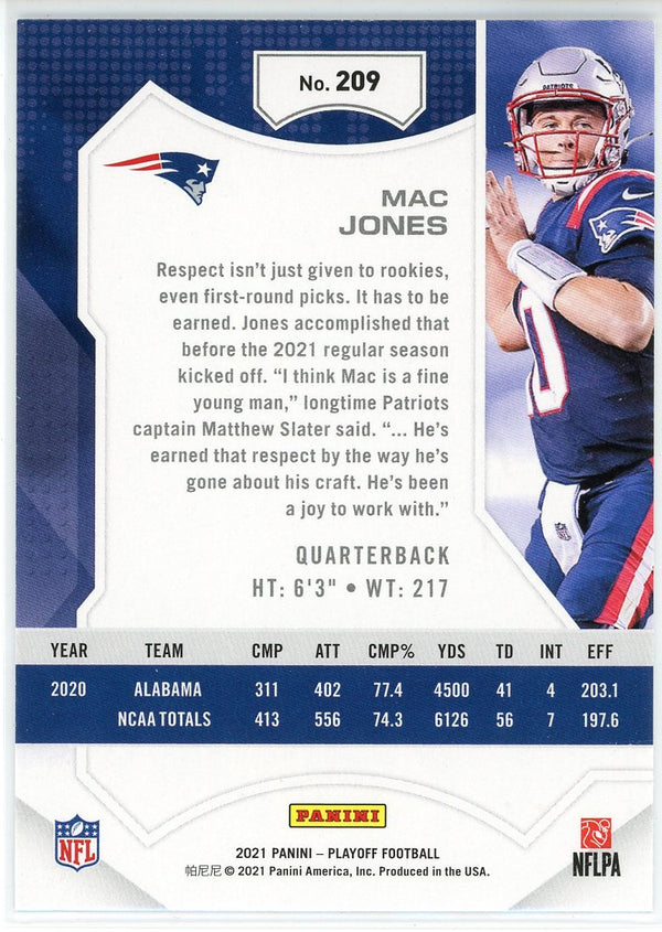 Mac Jones 2021 Panini Playoff Rookie Card #209