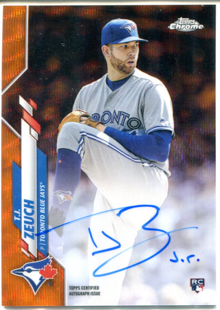 TJ Zeuch Autographed 2020 Orange Topps Chrome Rookie Card