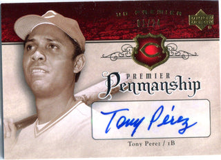 Tony Perez 2007 Upper Deck Premier Penmanship Autographed Card 01/24