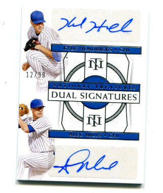 Kyle Hendricks/Alec Mills 2021 Panini National Treasures Dual Signatures Card /99