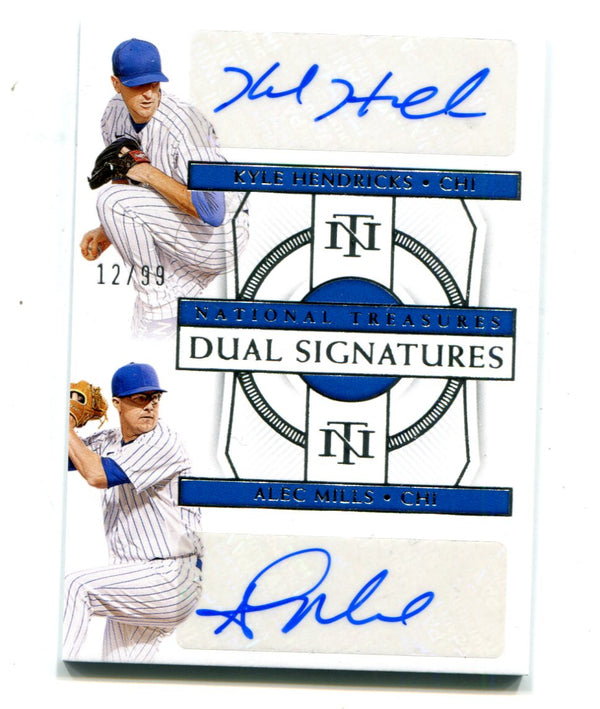 Kyle Hendricks/Alec Mills 2021 Panini National Treasures Dual Signatures Card /99