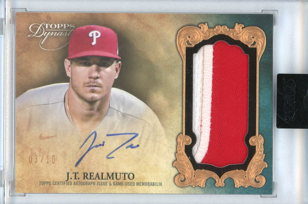 JT Realmuto Autographed 2021 Topps Dynasty Encased Patch Card #DAP-JTRG