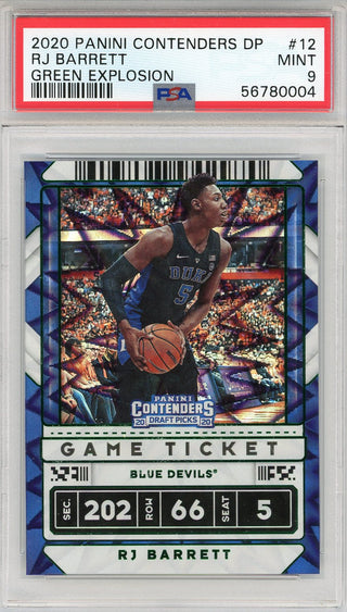 RJ Barrett 2020 Panini Contenders Draft Pick Green Explosion Rookie Card #12 (PSA)