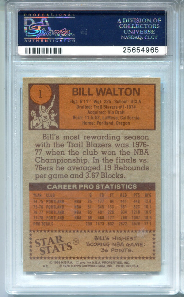 Bill Walton 1978 Topps #1 PSA NM-MT 8 Card