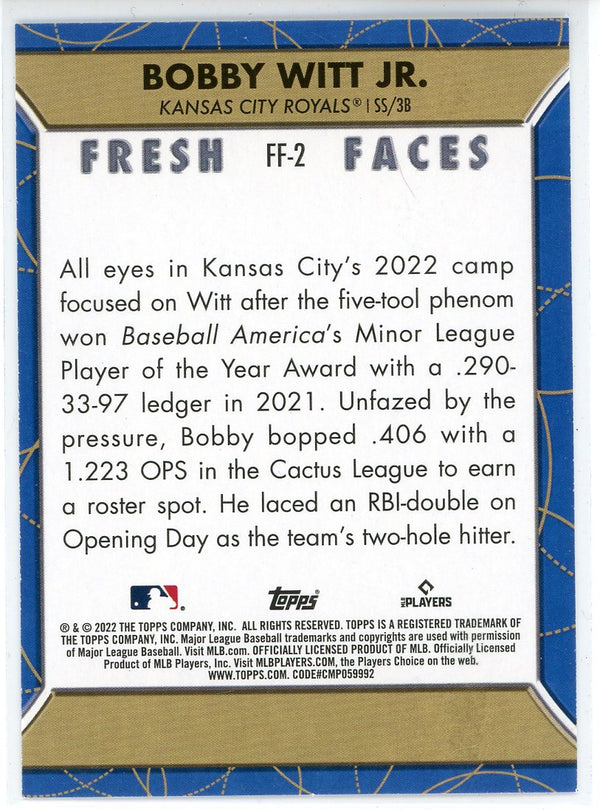 Bobby Witt Jr. 2022 Topps  Fresh Faces Rookie Card #FF-2