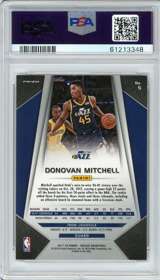 Donovan Mitchell 2017 Panini Prizm Mosiac Orange Prizm Card #5 (PSA NM-MT 8)