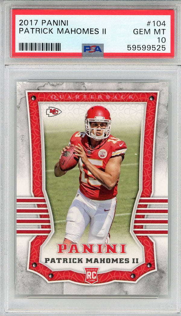 Patrick Mahomes II 2017 Panini Rookie Card #104 (PSA Gem Mint 10)