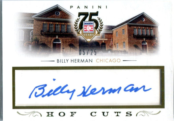 Billy Herman 2014 Panini HOF Cuts Autographed Card #5/25