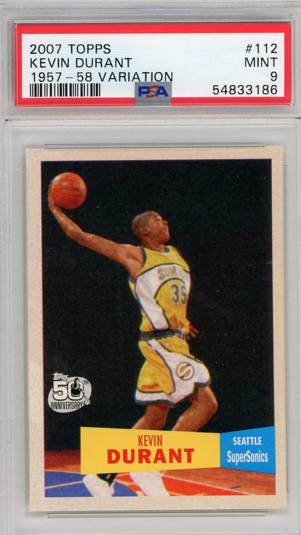 Kevin Durant 2007 Topps 1957-58 Variation PSA MINT 9 RC